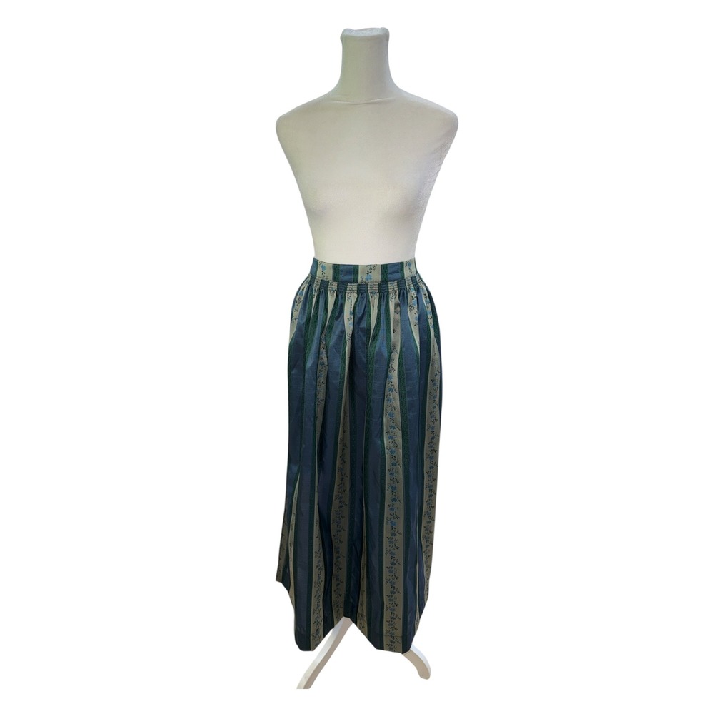 Hammerschmid Dirndl Apron Blue Green Striped Floral Jacquard Trachten German